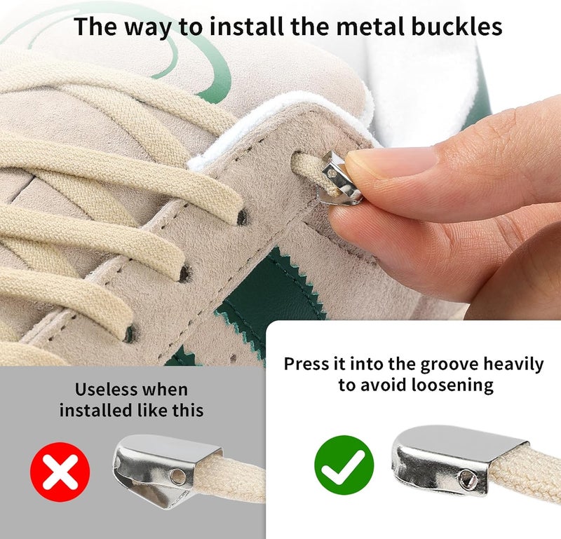 Stepace 2 Pairs Elastic No Tie Shoe Laces for Kids and Adults Sneakers, Stretch Flat Tieless Shoestrings - Image 5